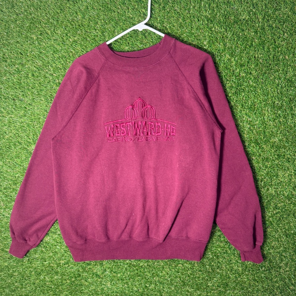 Vintage Westward Ho Casino Las Vegas Burgundy Red Crewneck Sweatshirt Large